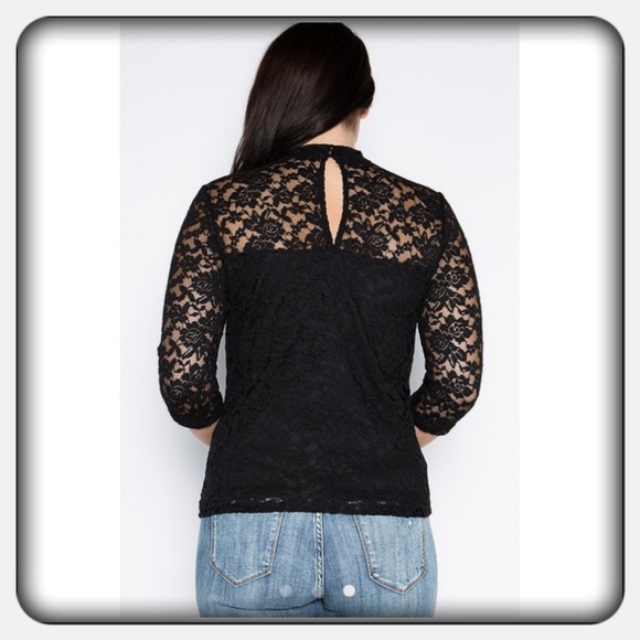 NWOT Woman's Black 3/4 Sleeve Lace Top Size 3X - Picture 7 of 7